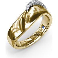 Wide Band Ring with Pavé Set Round Diamonds by Fana - 0.17 Carat Total Diamond Weight