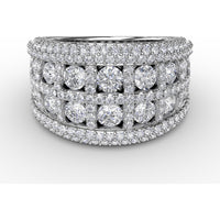 Wide Band with Double Row Round Diamonds and Pavé Milgrain Edges by Fana - 2.93 Carat Total Diamond Weight