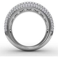 Wide Band with Double Row Round Diamonds and Pavé Milgrain Edges by Fana - 2.93 Carat Total Diamond Weight
