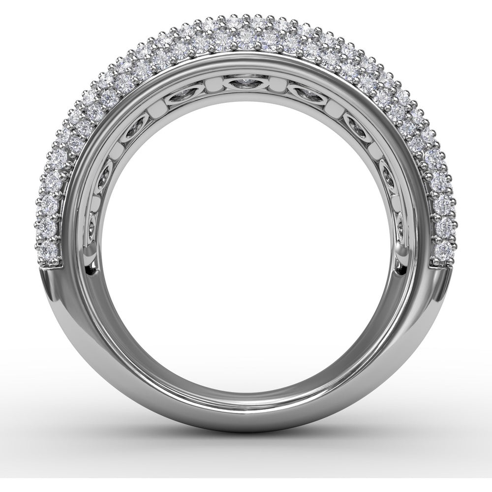 Wide Band with Double Row Round Diamonds and Pavé Milgrain Edges by Fana - 2.93 Carat Total Diamond Weight
