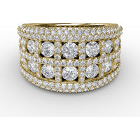 Wide Band with Double Row Round Diamonds and Pavé Milgrain Edges by Fana - 2.93 Carat Total Diamond Weight