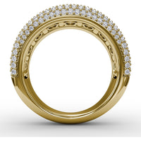 Wide Band with Double Row Round Diamonds and Pavé Milgrain Edges by Fana - 2.93 Carat Total Diamond Weight