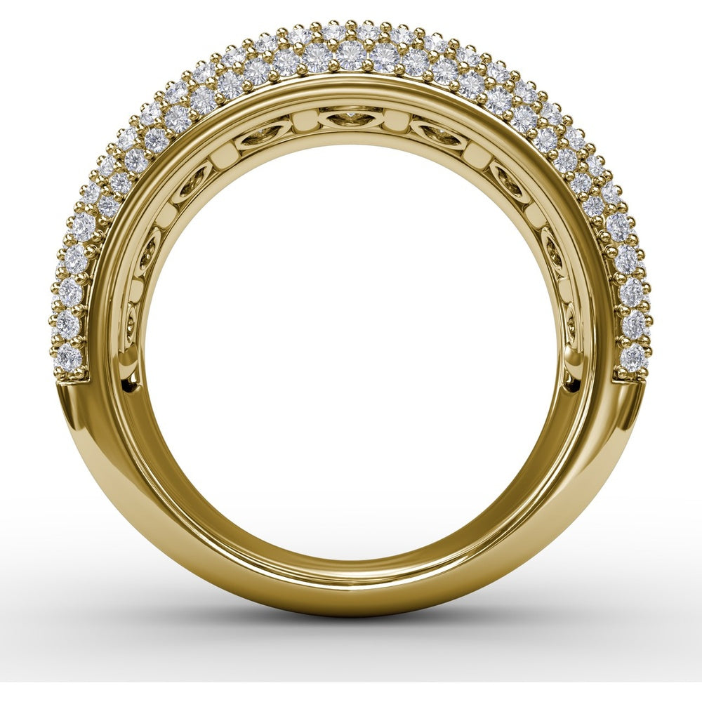 Wide Band with Double Row Round Diamonds and Pavé Milgrain Edges by Fana - 2.93 Carat Total Diamond Weight