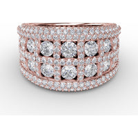 Wide Band with Double Row Round Diamonds and Pavé Milgrain Edges by Fana - 2.93 Carat Total Diamond Weight