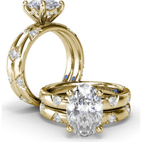 Wide Band with Geometric Flush Set Round Diamonds by Fana - 0.27 Carat Total Diamond Weight