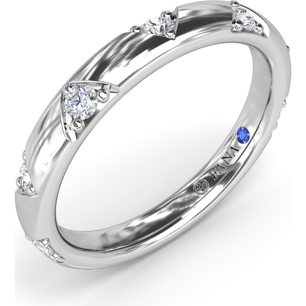 Wide Band with Geometric Flush Set Round Diamonds by Fana - 0.27 Carat Total Diamond Weight