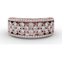 Wide Band with Openwork Milgrain and Round Pavé Diamonds by Fana - 0.86 Carat Total Diamond Weight