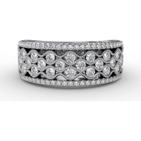 Wide Band with Openwork Milgrain and Round Pavé Diamonds by Fana - 0.86 Carat Total Diamond Weight