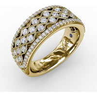Wide Band with Openwork Milgrain and Round Pavé Diamonds by Fana - 0.86 Carat Total Diamond Weight