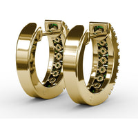 Wide Hoop Earrings with Channel Set Round Emeralds and Pavé Diamonds by Fana - 0.89 Carat Total Emerald Weight