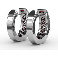 Wide Hoop Earrings with Channel Set Round Rubies and Pavé Diamonds by Fana - 1.03 Carat Total Gemstone Weight