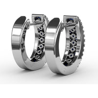 Wide Hoop Earrings with Channel Set Round Sapphires and Pavé Diamonds by Fana - 1.03 Carat Total Gemstone Weight