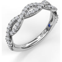 Wide Twist Diamond Band with Pavé Set Round Diamonds by Fana - 0.39 Carat Total Diamond Weight