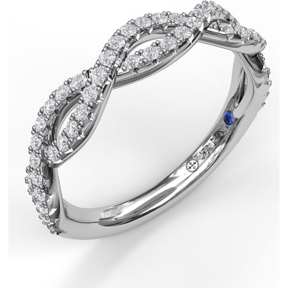 Wide Twist Diamond Band with Pavé Set Round Diamonds by Fana - 0.39 Carat Total Diamond Weight
