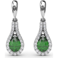Wrap Drop Earrings with Pear-Shaped Emeralds and Pavé Diamonds by Fana - 1.24 Carat Total Gemstone Weight