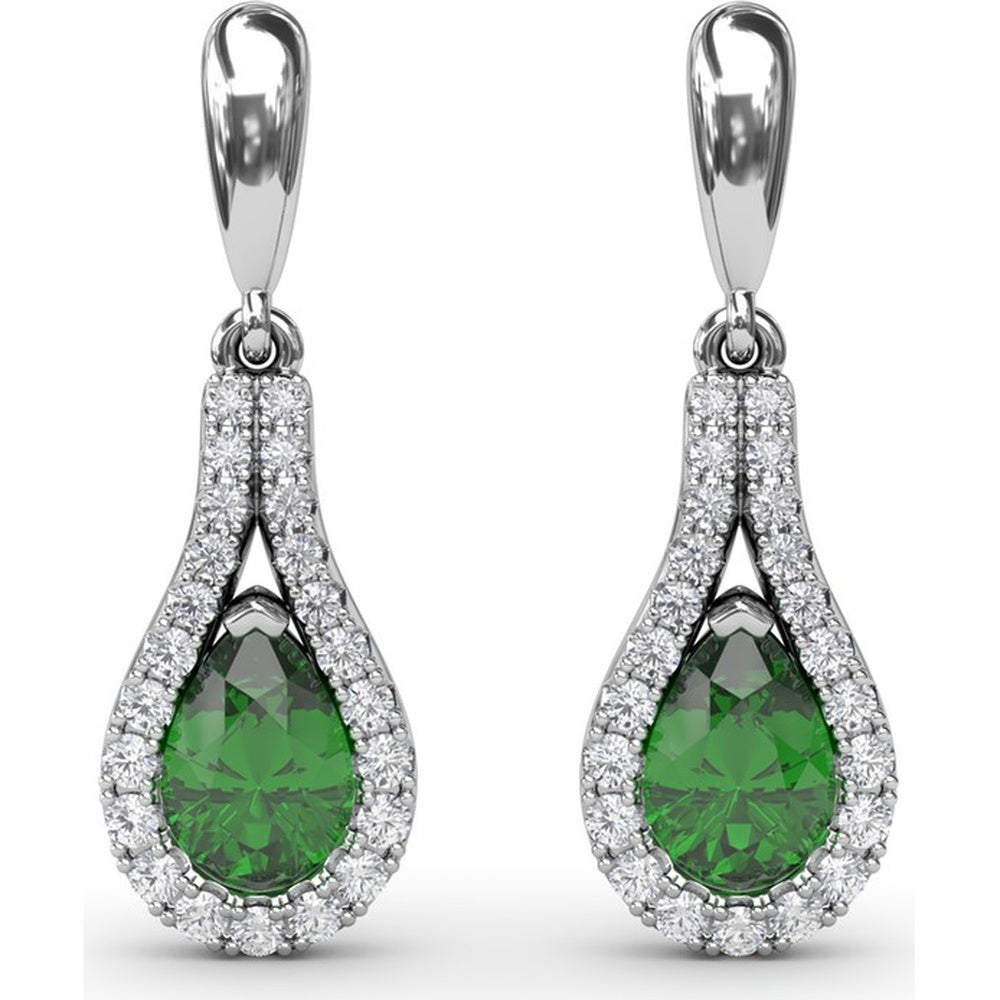 Wrap Drop Earrings with Pear-Shaped Emeralds and Pavé Diamonds by Fana - 1.24 Carat Total Gemstone Weight
