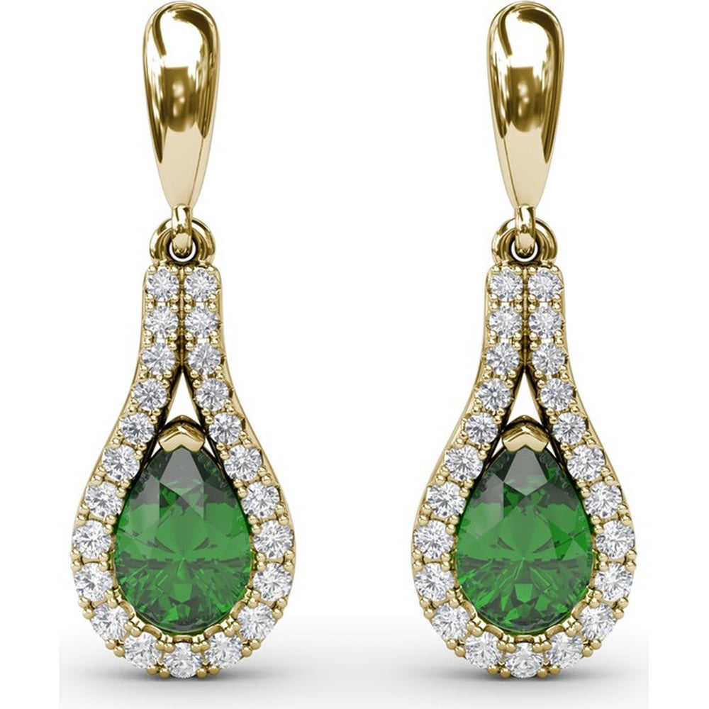 Wrap Drop Earrings with Pear-Shaped Emeralds and Pavé Diamonds by Fana - 1.24 Carat Total Gemstone Weight
