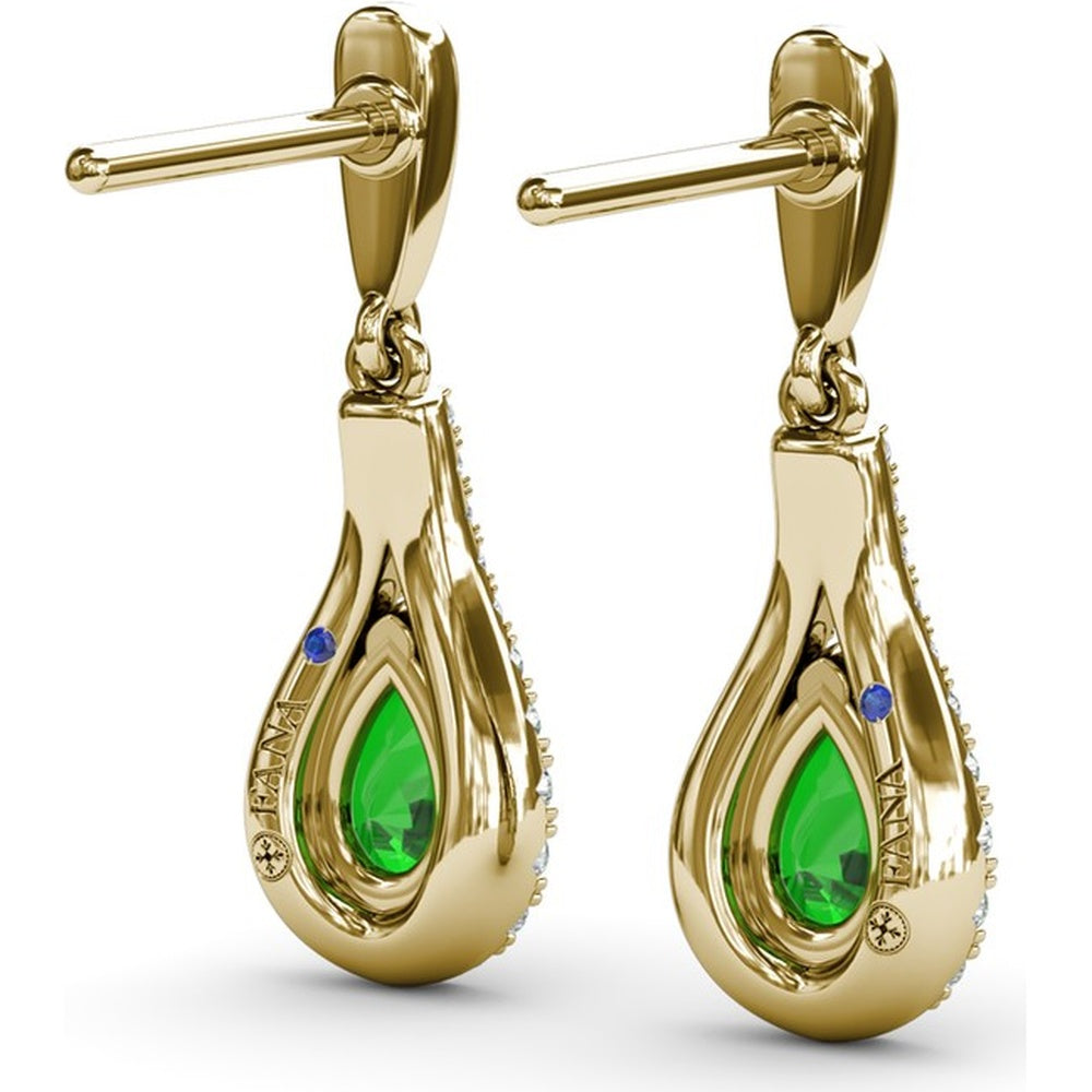 Wrap Drop Earrings with Pear-Shaped Emeralds and Pavé Diamonds by Fana - 1.24 Carat Total Gemstone Weight