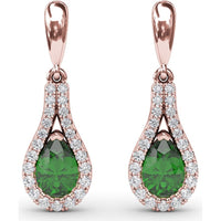 Wrap Drop Earrings with Pear-Shaped Emeralds and Pavé Diamonds by Fana - 1.24 Carat Total Gemstone Weight