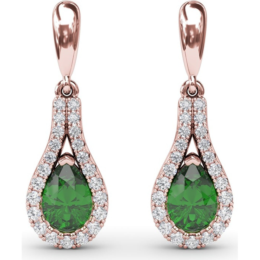 Wrap Drop Earrings with Pear-Shaped Emeralds and Pavé Diamonds by Fana - 1.24 Carat Total Gemstone Weight