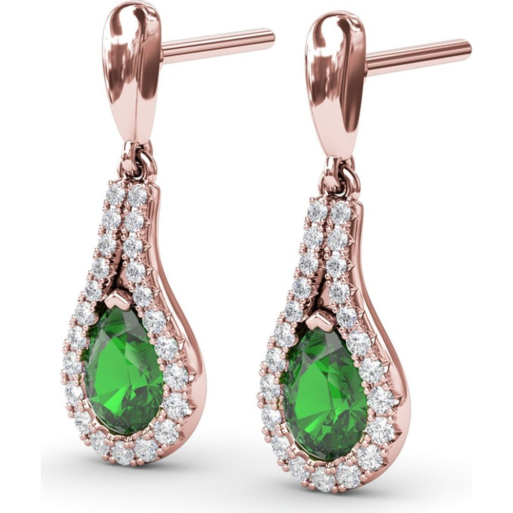 Wrap Drop Earrings with Pear-Shaped Emeralds and Pavé Diamonds by Fana - 1.24 Carat Total Gemstone Weight