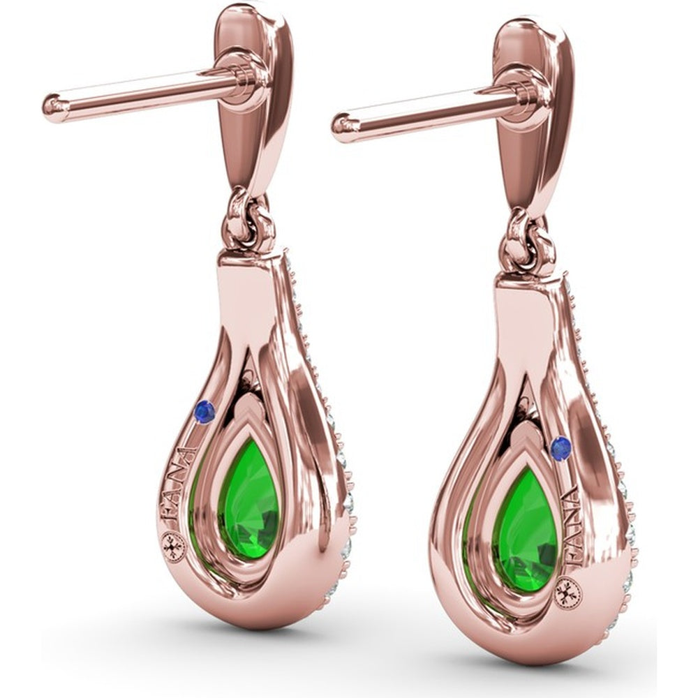 Wrap Drop Earrings with Pear-Shaped Emeralds and Pavé Diamonds by Fana - 1.24 Carat Total Gemstone Weight