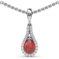 Wrap Pendant with Pear-Shaped Ruby and Pavé Diamond Halo by Fana - 0.97 Carat Total Gemstone Weight