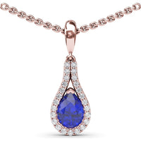 Wrap Pendant with Pear-Shaped Sapphire and Diamond Halo by Fana - 0.92 Carat Total Gemstone Weight