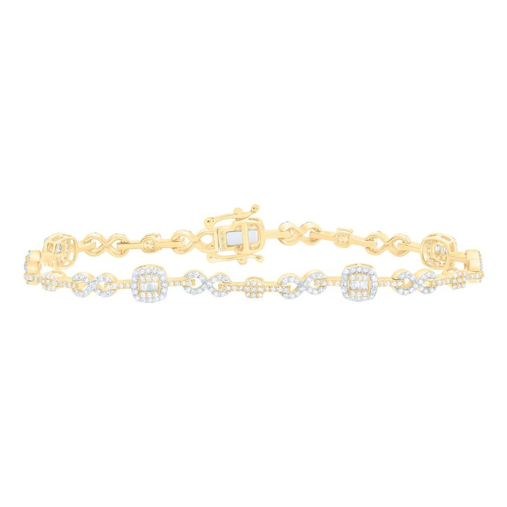 Yellow Gold Cushion Diamond 7-Inch Bracelet - 1 5/8 Carat Total Diamond Weight