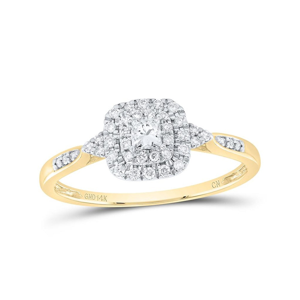 Yellow Gold Cushion Diamond Engagement Ring - 1/4 Carat Total Diamond Weight
