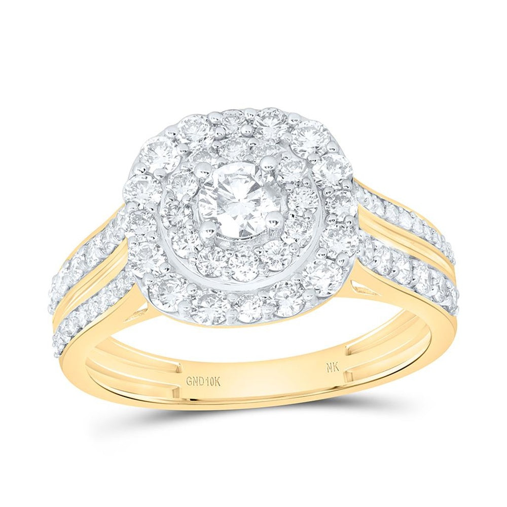 Yellow Gold Cushion Diamond Engagement Ring - 1 Carat Total Diamond Weight