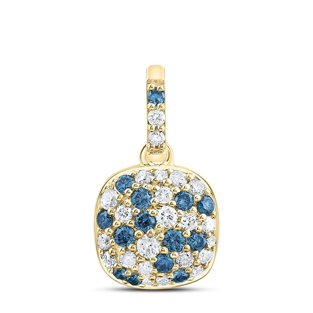 Yellow Gold Cushion Diamond Pendant - 3/8 Carat Total Diamond Weight