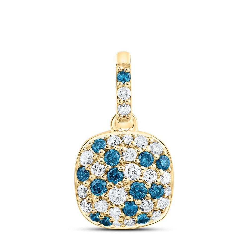 Yellow Gold Cushion Diamond Pendant - 3/8 Carat Total Diamond Weight