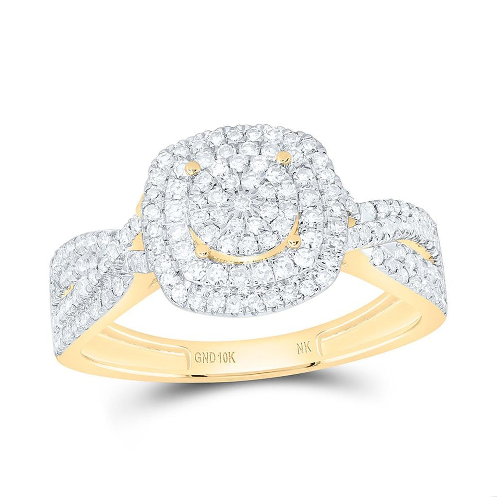 Yellow Gold Cushion Diamond Ring - 1/2 Carat Total Diamond Weight