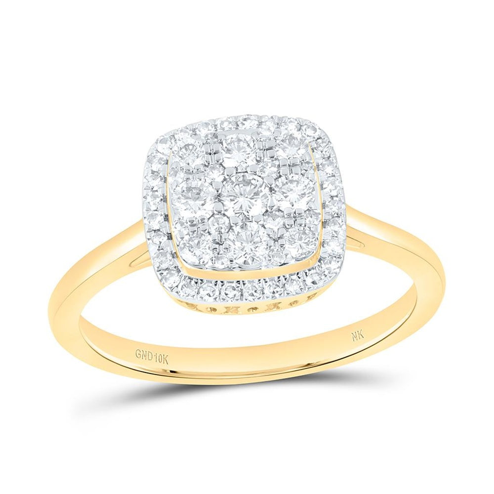 Yellow Gold Cushion Diamond Ring - 1/2 Carat Total Diamond Weight