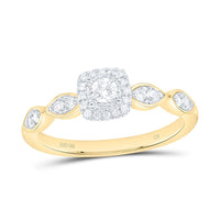 Yellow Gold Cushion Diamond Ring - 1/4 Carat Total Diamond Weight