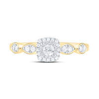 Yellow Gold Cushion Diamond Ring - 1/4 Carat Total Diamond Weight