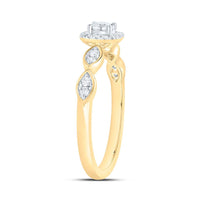 Yellow Gold Cushion Diamond Ring - 1/4 Carat Total Diamond Weight