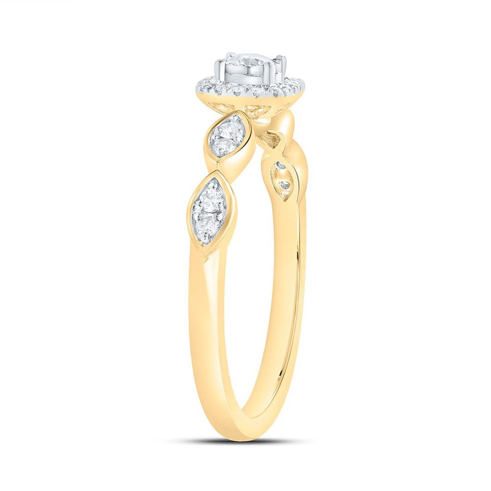 Yellow Gold Cushion Diamond Ring - 1/4 Carat Total Diamond Weight