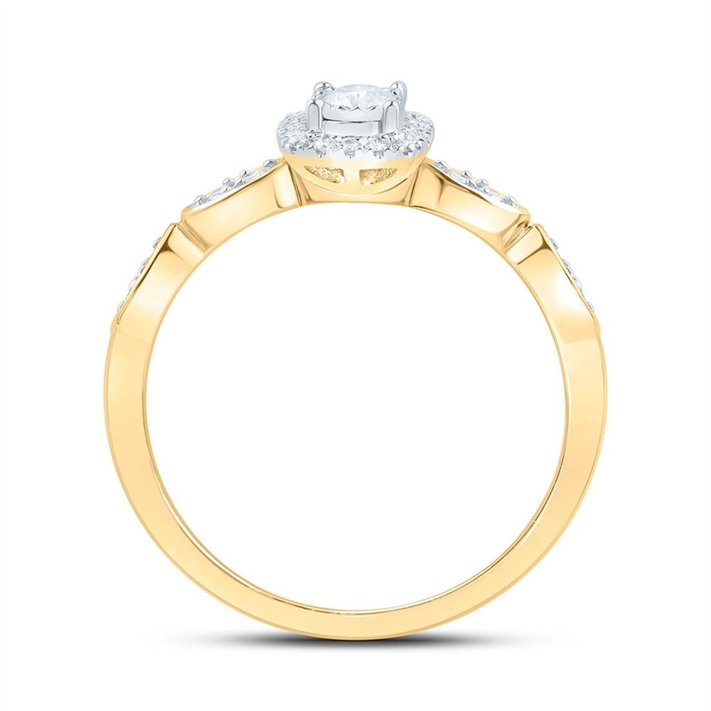 Yellow Gold Cushion Diamond Ring - 1/4 Carat Total Diamond Weight