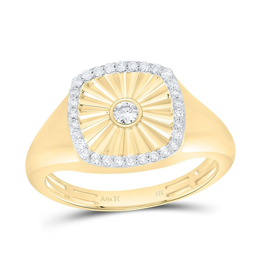 Yellow Gold Cushion Diamond Ring - 1/4 Carat Total Diamond Weight