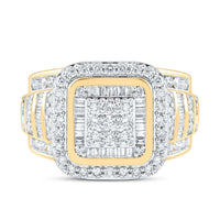 Yellow Gold Cushion Diamond Ring - 1 5/8 Carat Total Diamond Weight