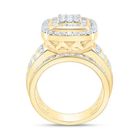 Yellow Gold Cushion Diamond Ring - 1 5/8 Carat Total Diamond Weight
