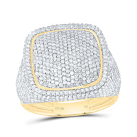 Yellow Gold Cushion Diamond Ring - 2 1/2 Carat Total Diamond Weight