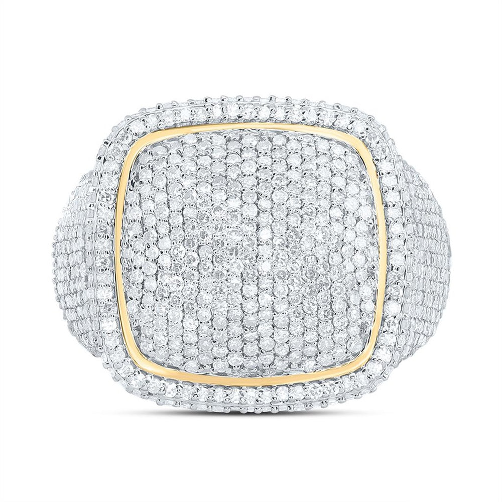 Yellow Gold Cushion Diamond Ring - 2 1/2 Carat Total Diamond Weight