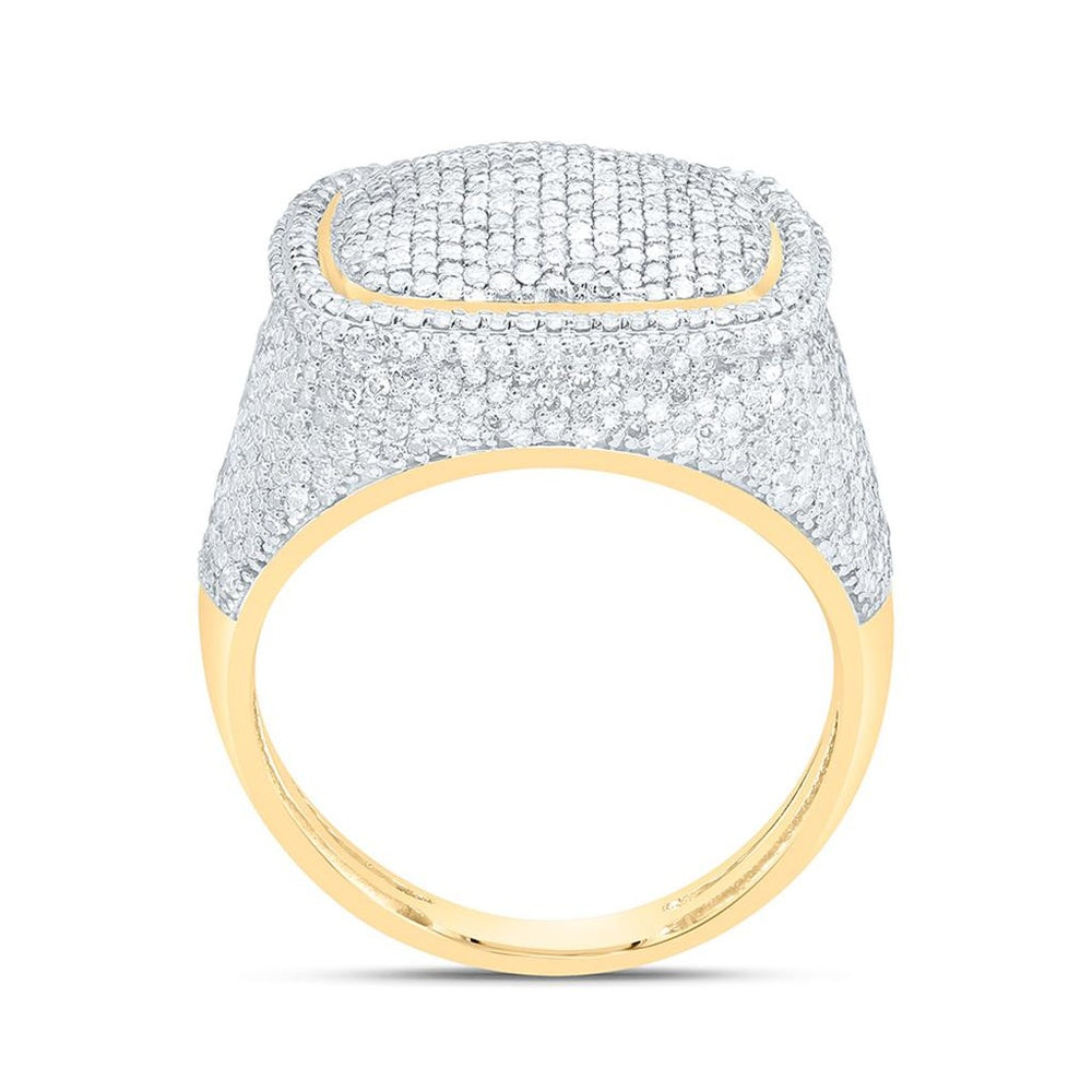 Yellow Gold Cushion Diamond Ring - 2 1/2 Carat Total Diamond Weight