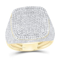 Yellow Gold Cushion Diamond Ring - 2 1/3 Carat Total Diamond Weight