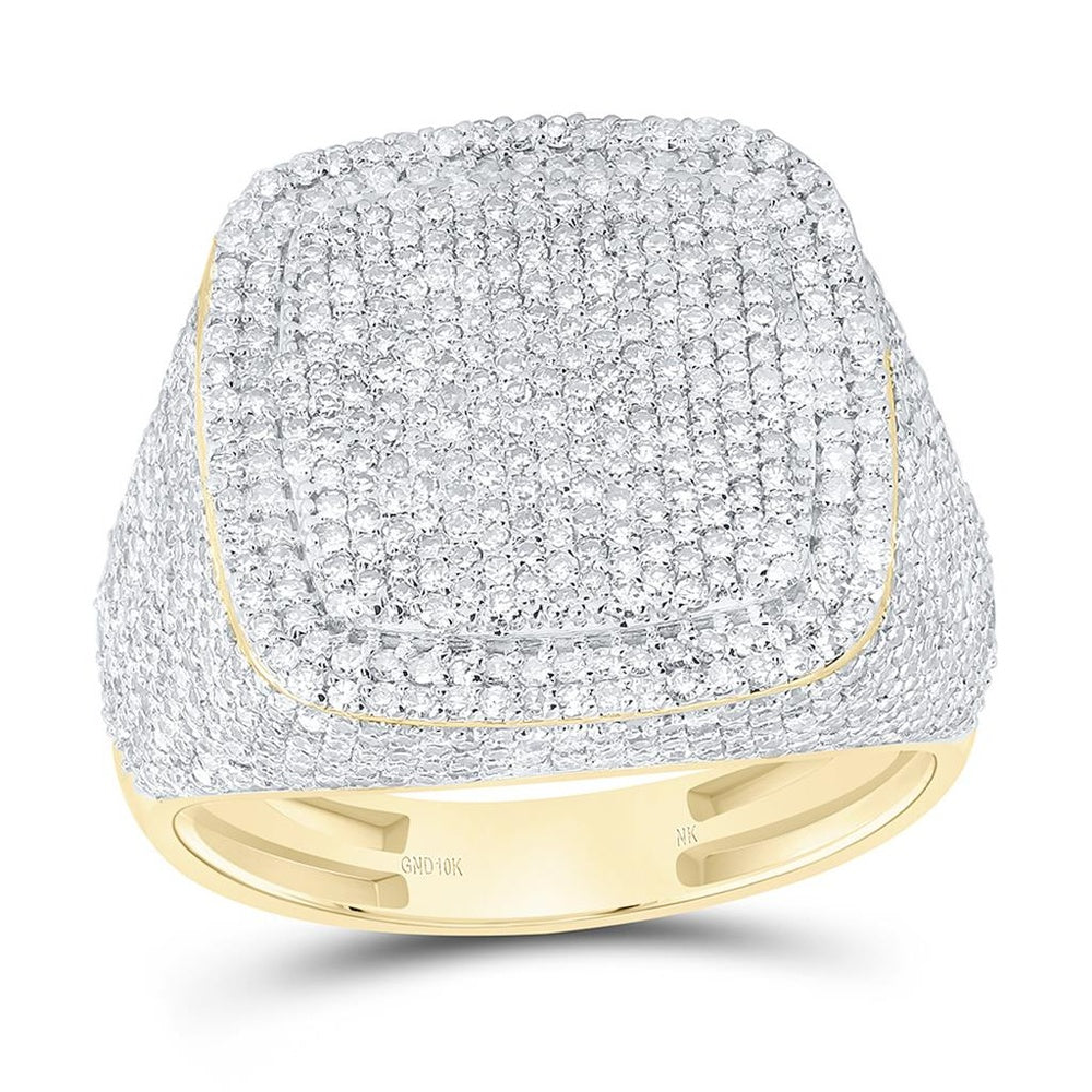 Yellow Gold Cushion Diamond Ring - 2 1/3 Carat Total Diamond Weight