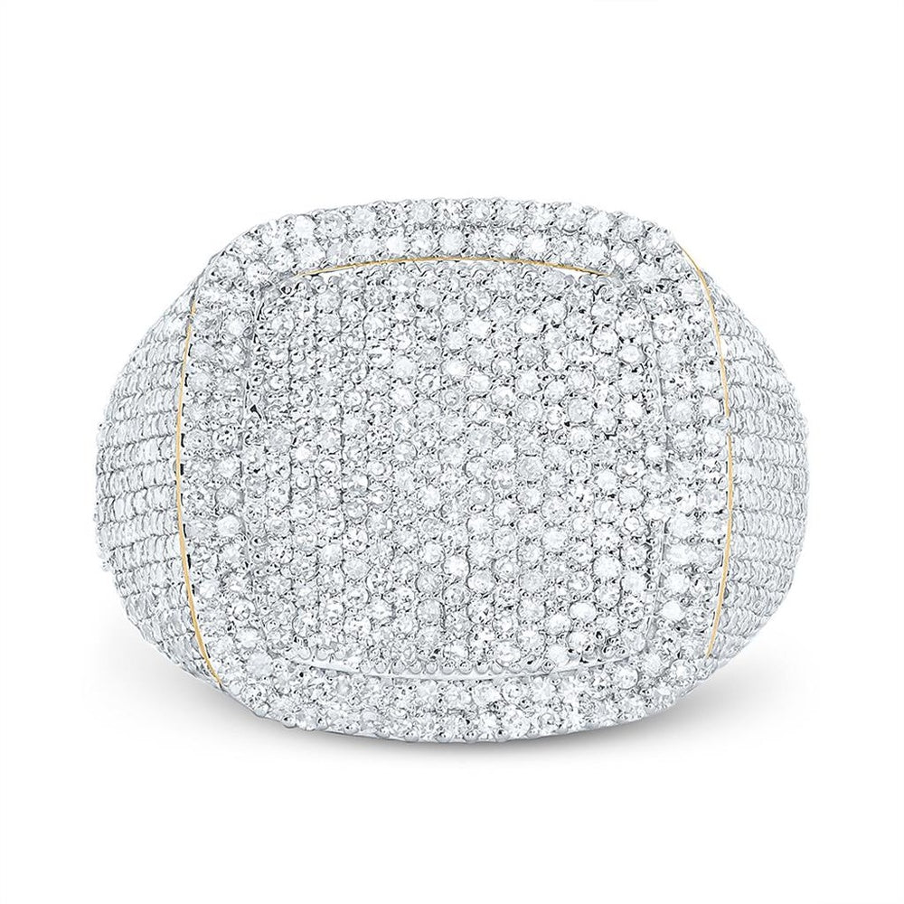 Yellow Gold Cushion Diamond Ring - 2 1/3 Carat Total Diamond Weight