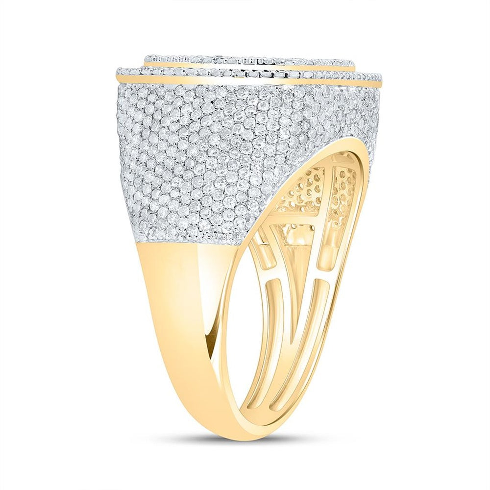 Yellow Gold Cushion Diamond Ring - 2 1/3 Carat Total Diamond Weight